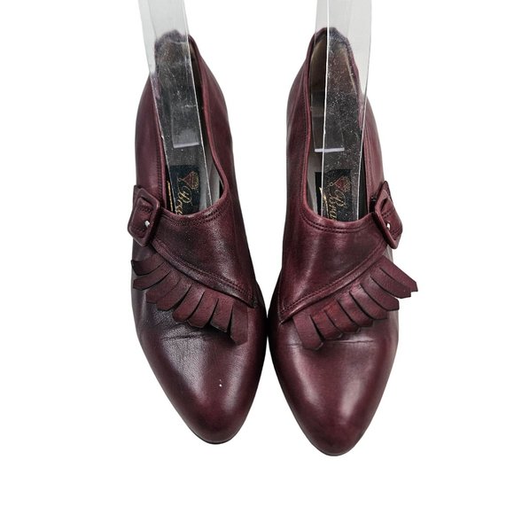 Bravo Creations Shoes Womens EU 37 Brown Leather Kilted Fringe Block Heel Loafer - Picture 2 of 10